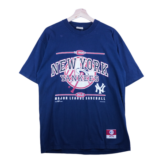 90s Nutmeg Mills New York Yankees MLB T-Shirt Navy M