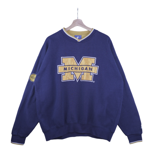 90s Starter Michigan Wolverines NCAA Sweatshirt Navy Blue  XL