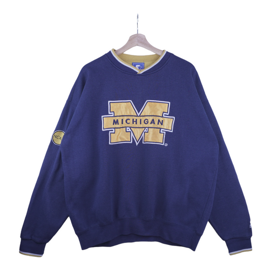 90s Starter Michigan Wolverines NCAA Sweatshirt Navy Blue XL