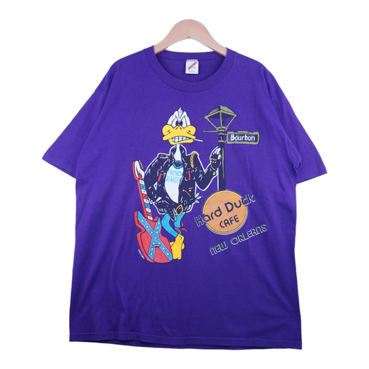 90s Jerzees Hard Duck Cafe New Orleans T-Shirt Purple XL