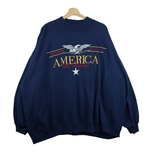 90s Venezia Jeans America Sweatshirt Navy  L/XL