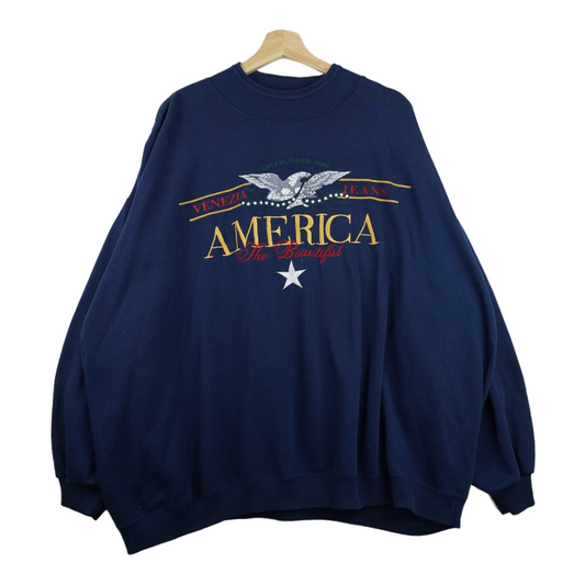 90s Venezia Jeans America Sweatshirt Navy L/XL
