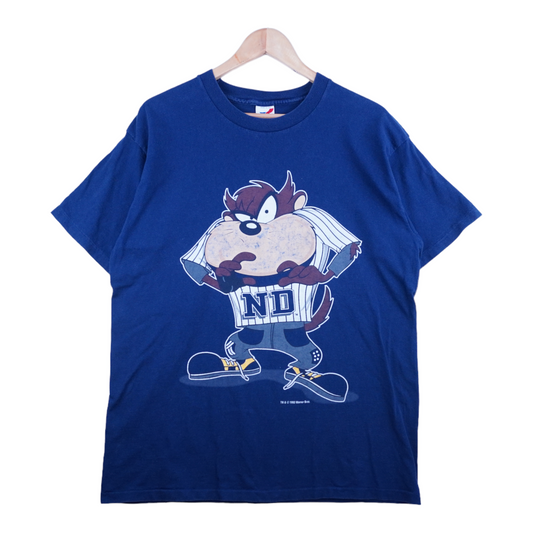 90s Artex Taz Looney Tunes Notre Dame NCAA T-Shirt Navy L