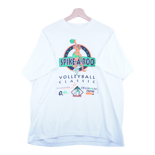 90s Screen Stars Spike-a-Roo Volleyball Single Stitch T-Shirt White Neon L/XL