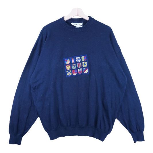 80s Hugo Boss Sweater Navy  L