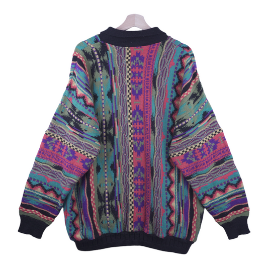 90s World of Man's Fashion Coogi Style Sweater Colorful  XL
