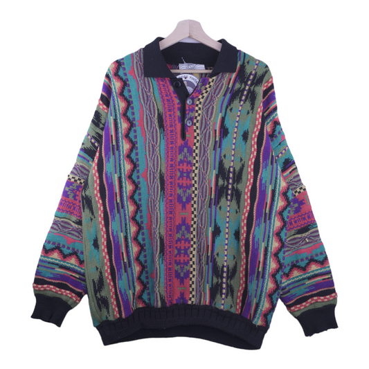 90s World of Man's Fashion Coogi Style Sweater Colorful  XL
