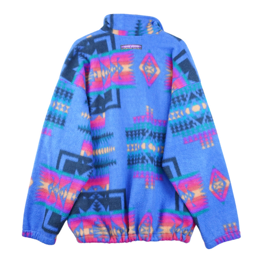 90s Wave Board Fleece Blue Colorful XL