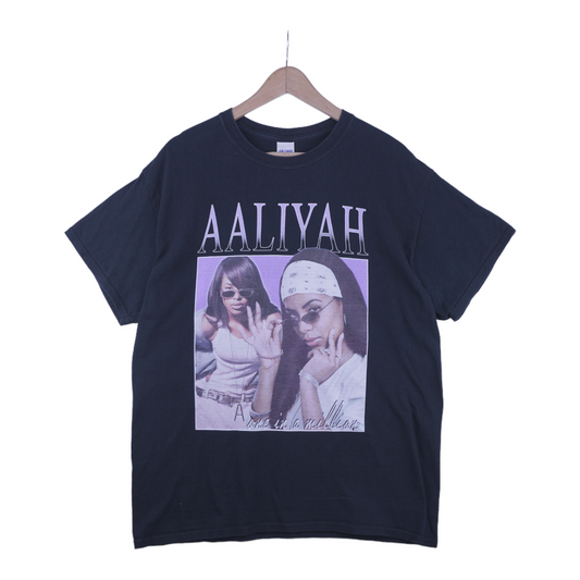 00s Gildan Aaliyah T-Shirt Black  L