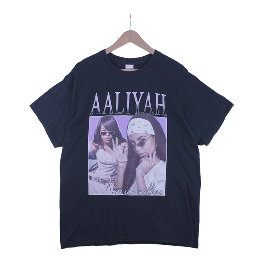 00s Gildan Aaliyah T-Shirt Black L