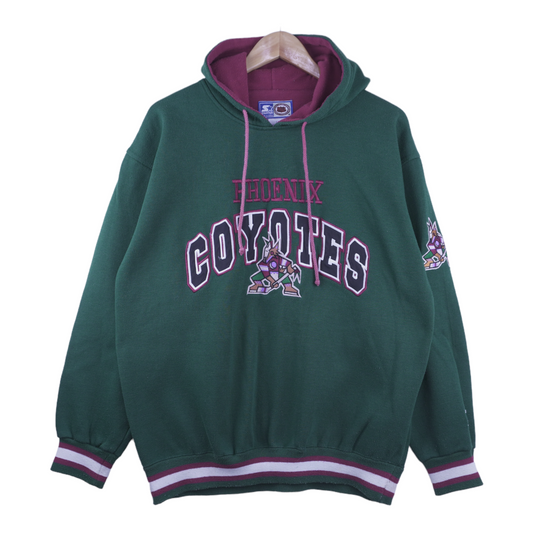 90s Starter Phoenix Coyotes NHL Hoodie Green Red L