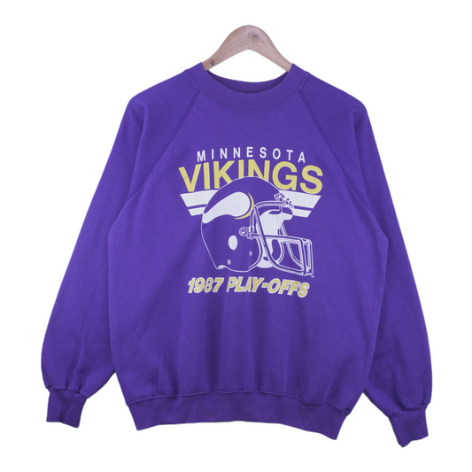 80s Trench Minnesota Vikings NFL Sweatshirt Purple  M