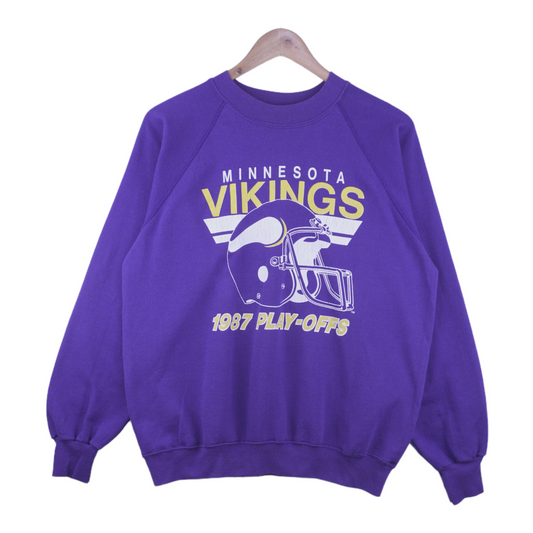 80s Trench Minnesota Vikings NFL Sweatshirt Purple M