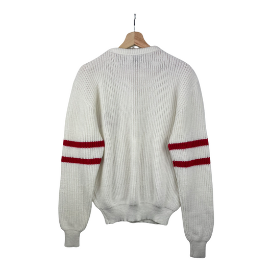 90s Brandon NFL Alumni South Bend Chapter Knit Sweater White Red S/M