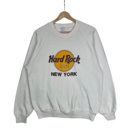 80s Jerzees Hard Rock Cafe New York Sweatshirt White L