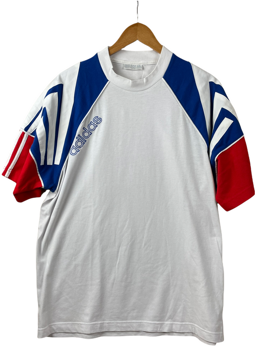 90s Adidas T-Shirt White Blue XL