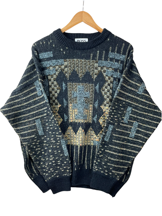 80s Hugo Boss knit Black M