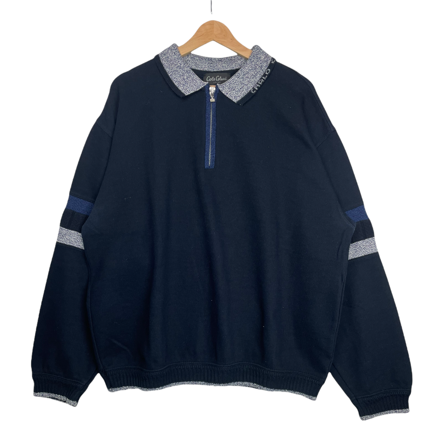 90s Carlo Colluci Knit Sweater Blue  XL