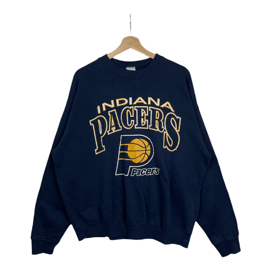 90s Jostens Indiana Pacers NBA Sweatshirt Navy Yellow L