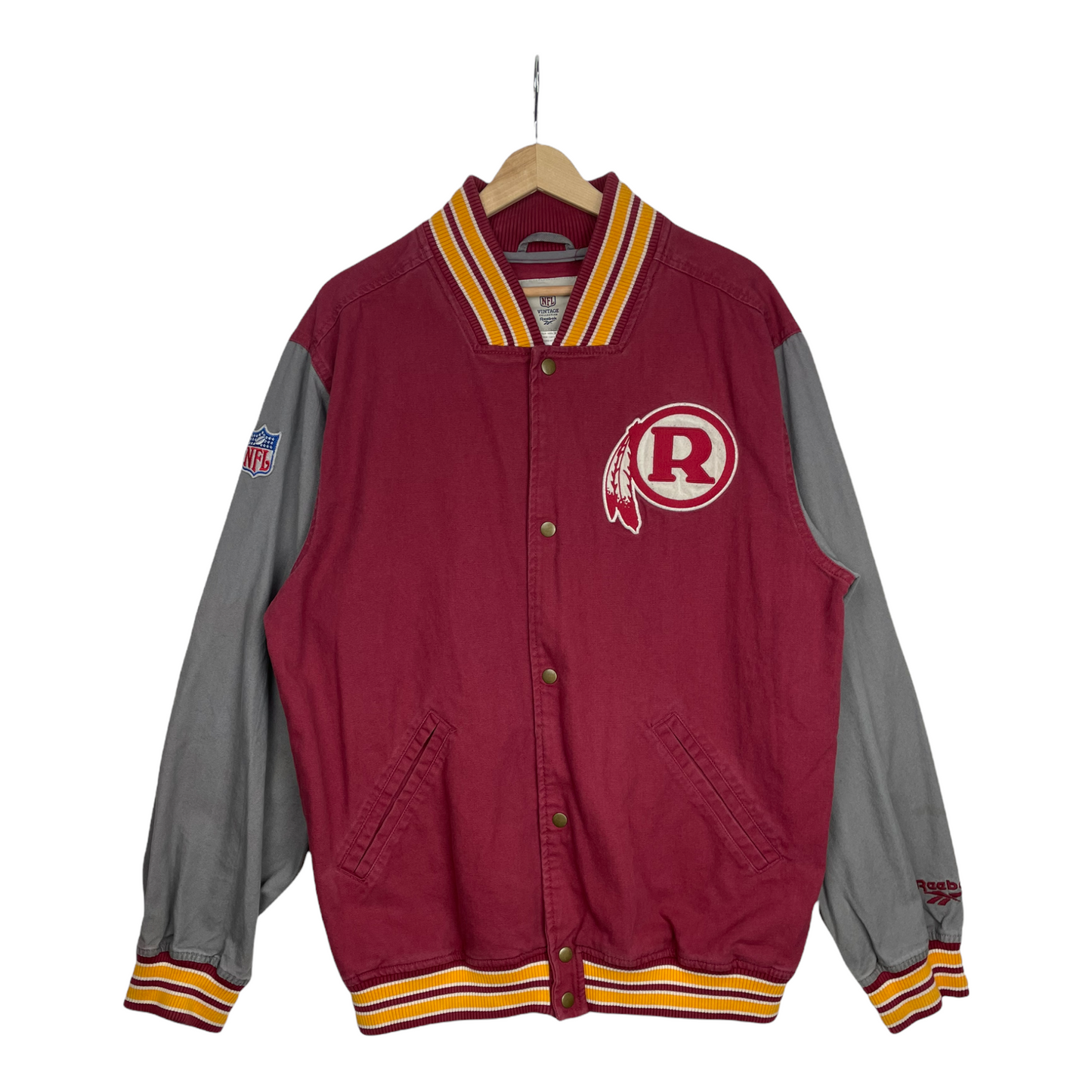 00s Reebok Washington Football NFL Varsity Jacket Red Grey L