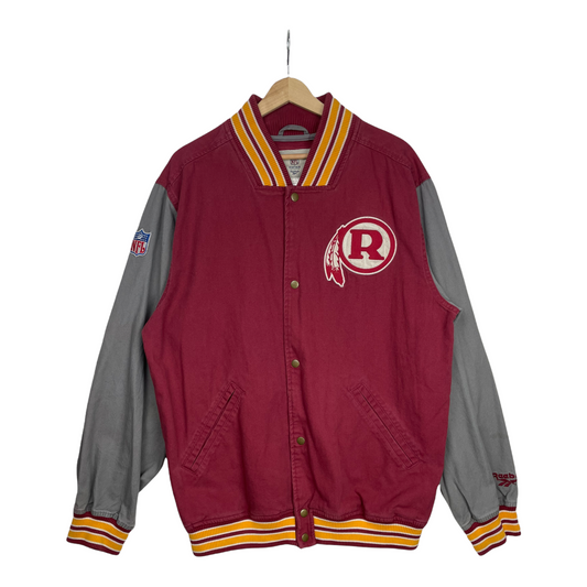 00s Reebok Washington Football NFL Varsity Jacket Red Grey L