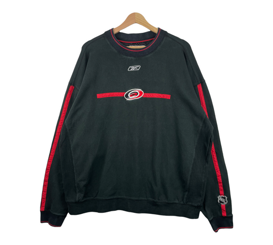 00s Reebok Carolina Hurricanes NHL Sweatshirt Black Red XL