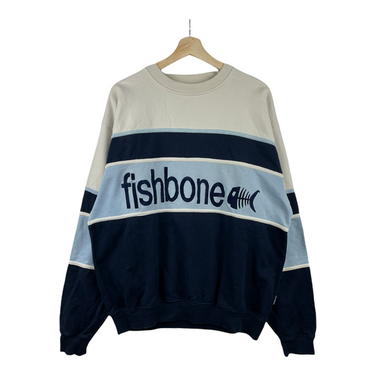 00s Fishbone Sweatshirt Navy Beige XL