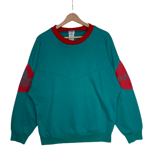 90s Adidas Sweatshirt Green Red M
