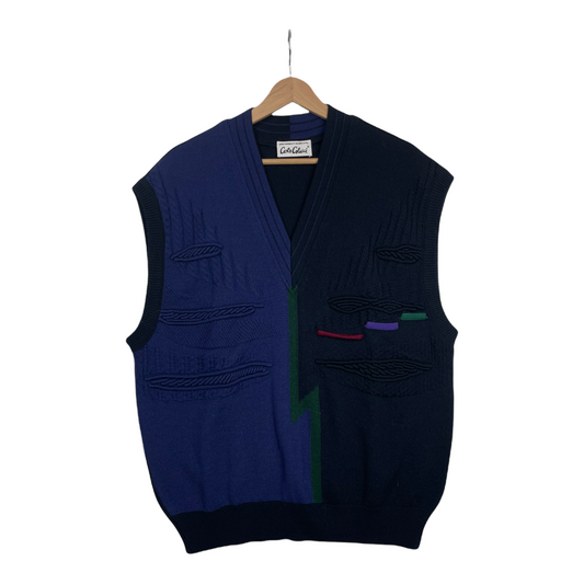 80s Carlo Colucci Knit Vest Navy Blue L
