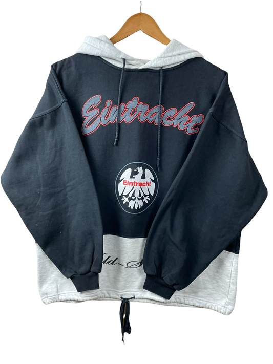90s Eintracht Frankfurt Bundesliga Universal Athletics Hoodie Black Beige