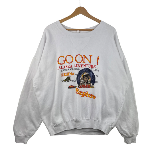 80s Unbranded Alaska Sweatshirt White L