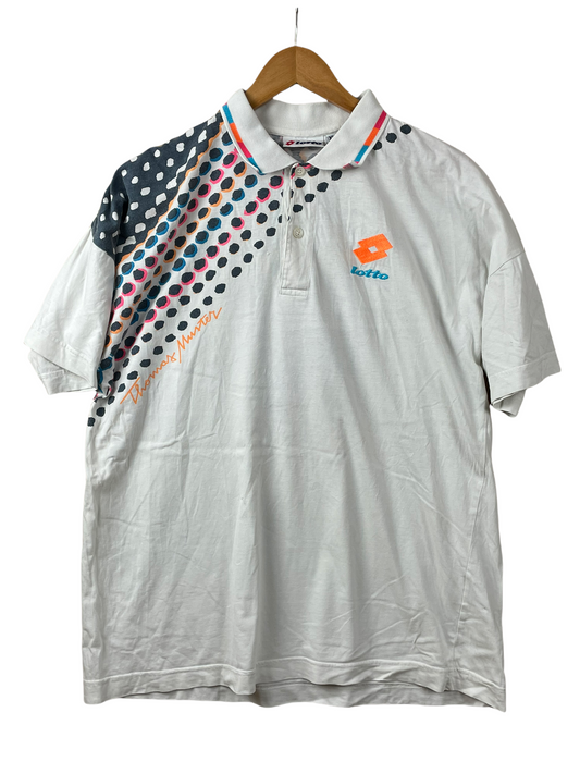 90s Lotto Polo White Orange