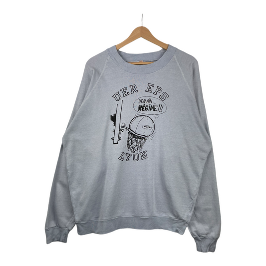 80s Unbranded UER EPS Lyon Sweatshirt Blue L