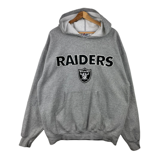 00s Majestic Oakland Raiders NFL Hoodie Grey  XL