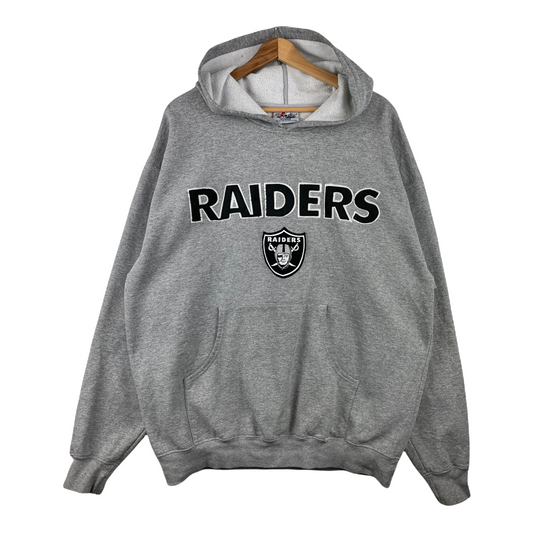 00s Majestic Oakland Raiders NFL Hoodie Grey XL