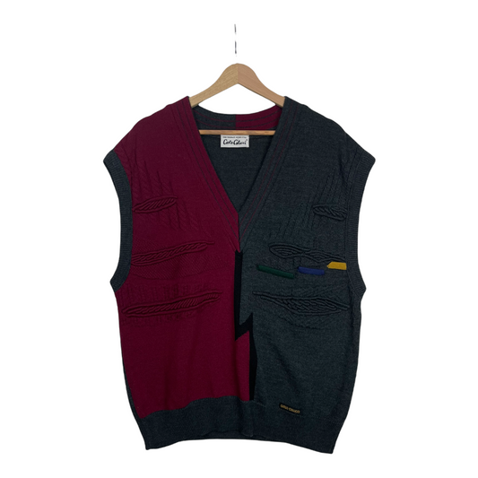 90s Carlo Colucci Knit Vest Grey Red L