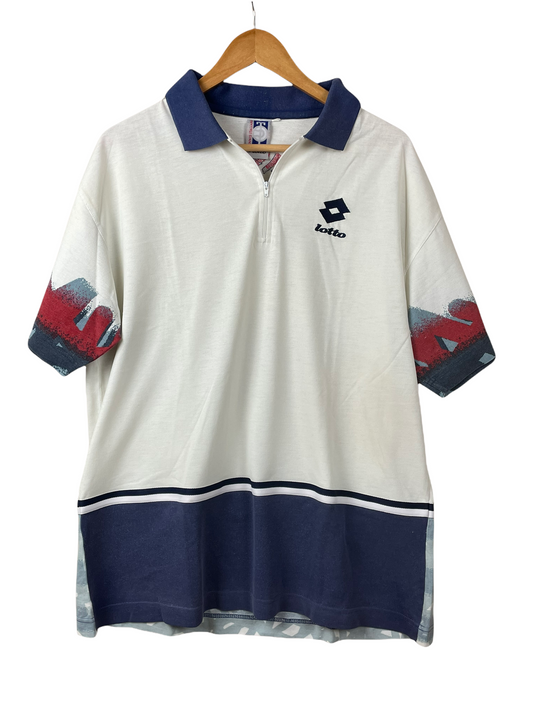90s Lotto Polo White Red