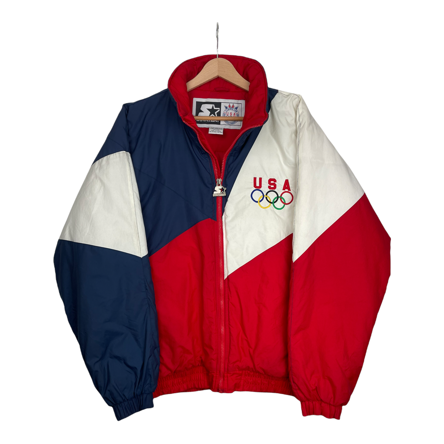 90s Starter Olympic Team USA 1996 Jacket Red Blue L PopeVintage