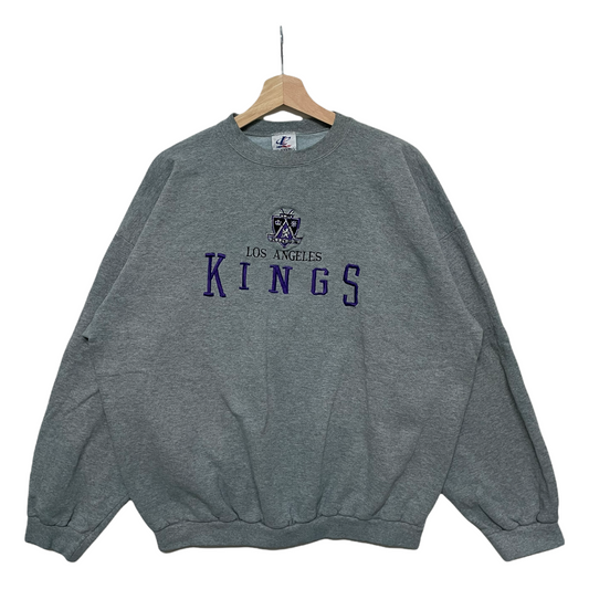 90s Logo Athletic Los Angeles Kings NHL Sweatshirt Grey  XL