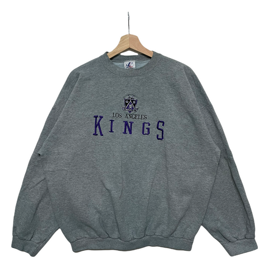 90s Logo Athletic Los Angeles Kings NHL Sweatshirt Grey XL