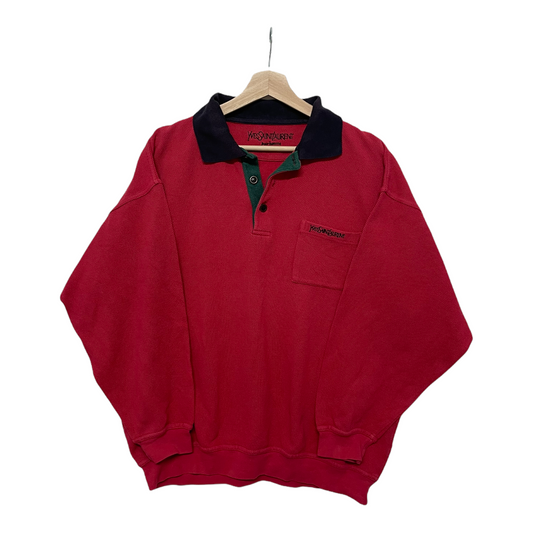 90s Yves Saint Laurent Sweatshirt Red XL