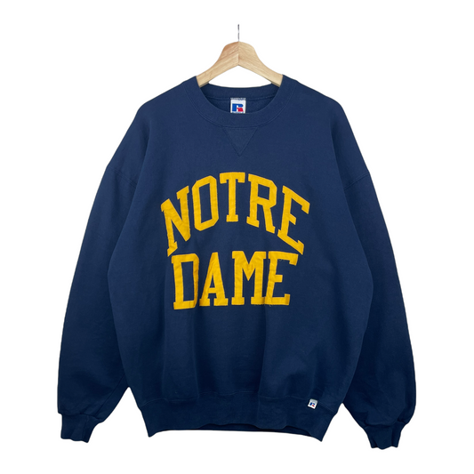 90s Russel Athletic Notre Dame NCAA Sweatshirt Navy XL