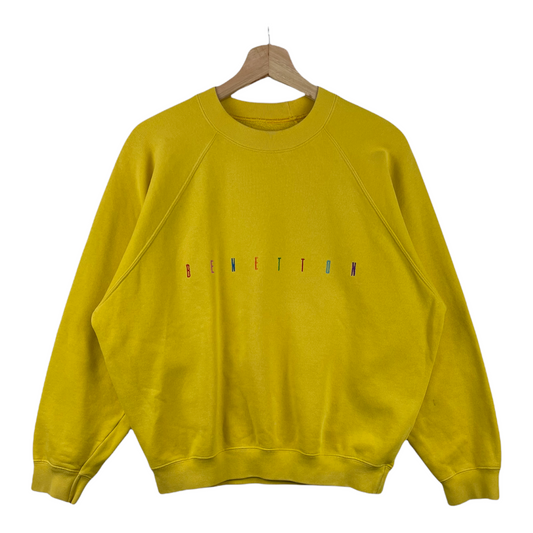 80s United Colors of Benetton Sweatshirt Yellow S/M