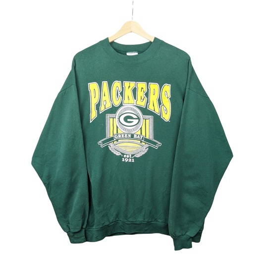 90s Green Bay Packers NFL Sweatshirt Green Yellow XXL