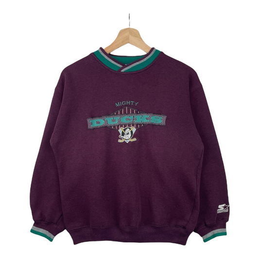 90s Starter Anaheim Mighty Ducks NHL Sweatshirt Red Green S