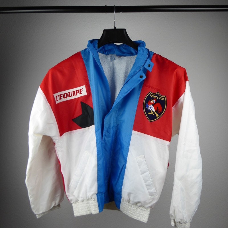 Rare 80s Adidas French Colorblock Jacket / Windbreaker made in France (L'equipe/Football)